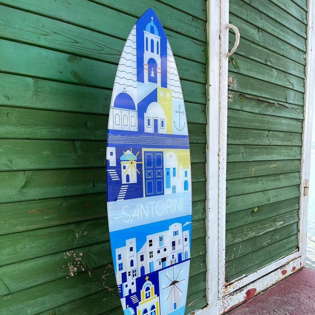Santorini Dekoratif Sörf Tahtası — görsel 6