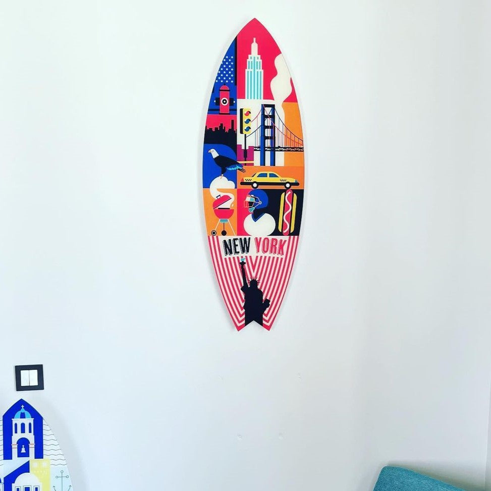 Surfboard Akrilik Duvar Dekoru 'New York' - Mavion