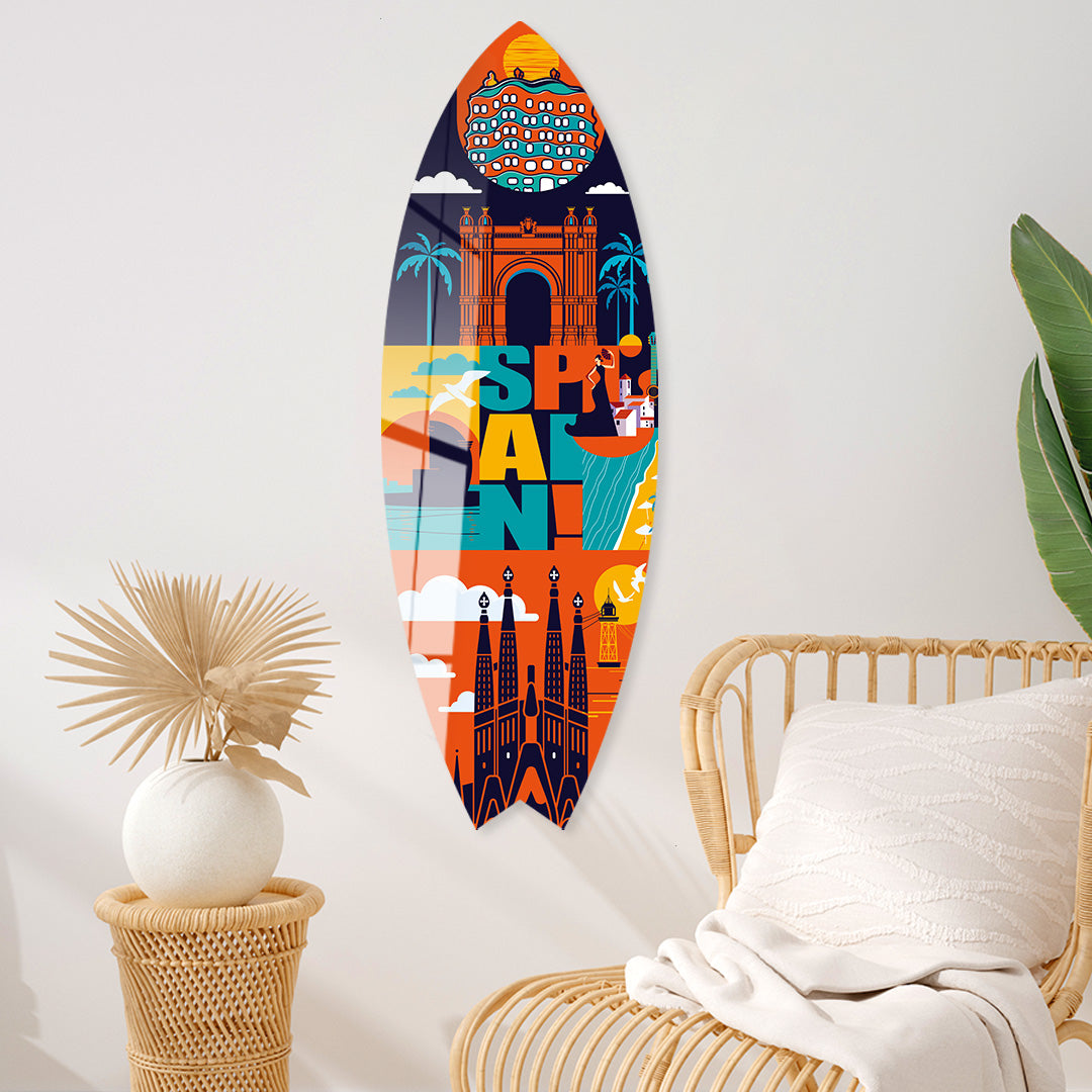 Spain Dekoratif Sörf Tahtası — detay görünümü