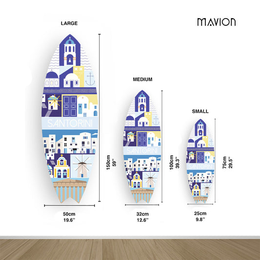 Santorini Dekoratif Sörf Tahtası — farklı açı